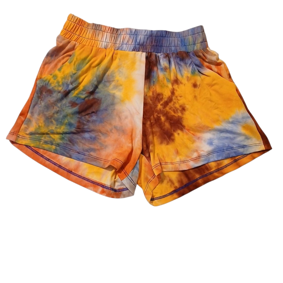 White Birch Tie-Dye Athletic Shorts - Orange, Blue, Yellow Soft